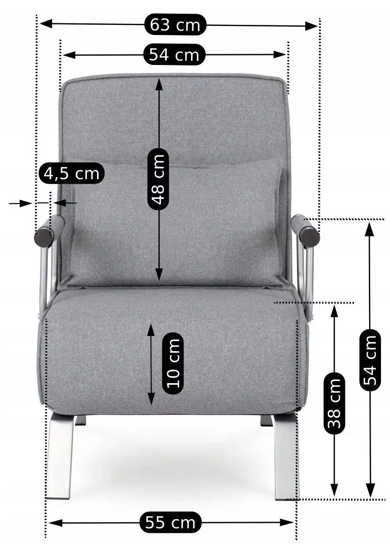 Fotoliu extensibil Mebel Elite Bart (Grey/Chrome)