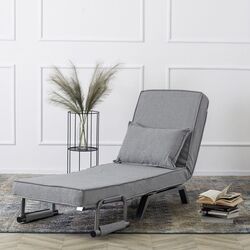 Fotoliu extensibil Mebel Elite Bart (Grey/Chrome) Thumb