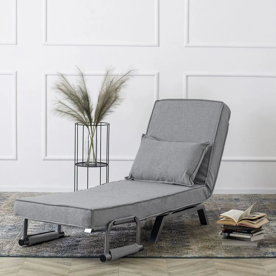 Fotoliu extensibil Mebel Elite Bart (Grey/Chrome)