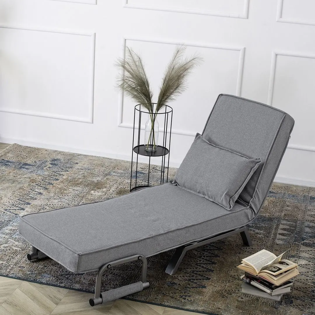 Fotoliu extensibil Mebel Elite Bart (Grey/Chrome)