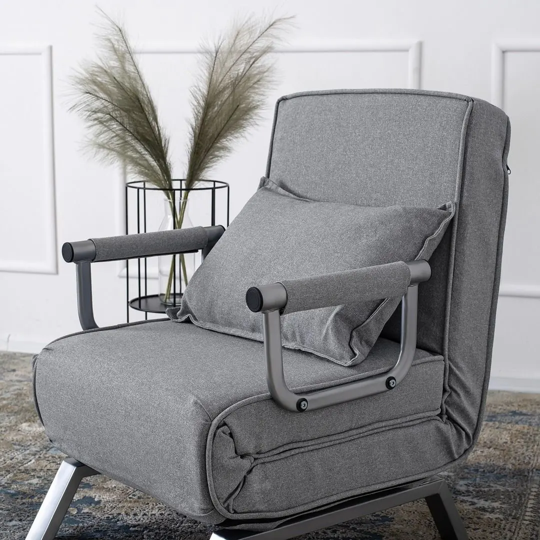 Fotoliu extensibil Mebel Elite Bart (Grey/Chrome)