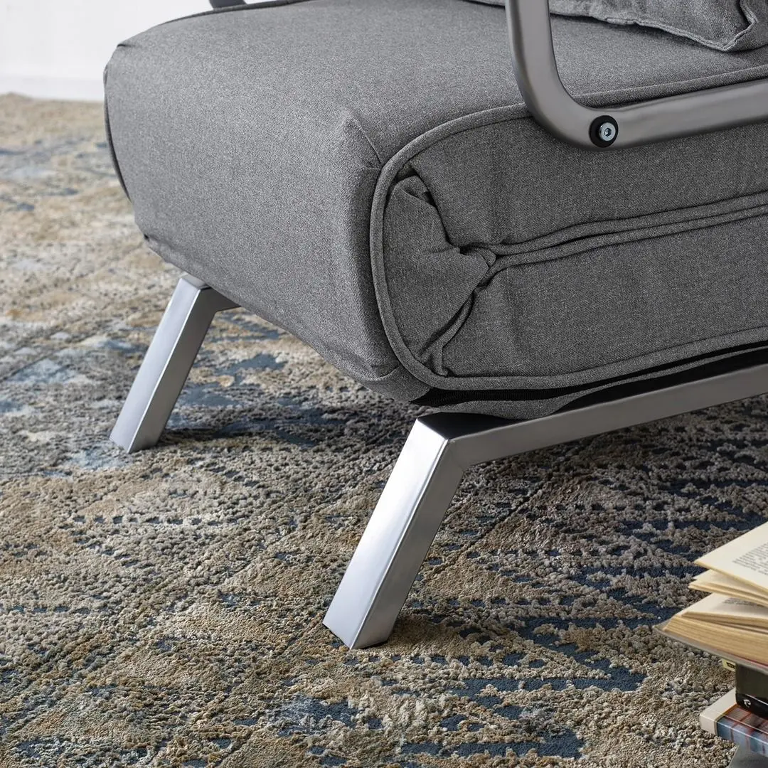 Fotoliu extensibil Mebel Elite Bart (Grey/Chrome)