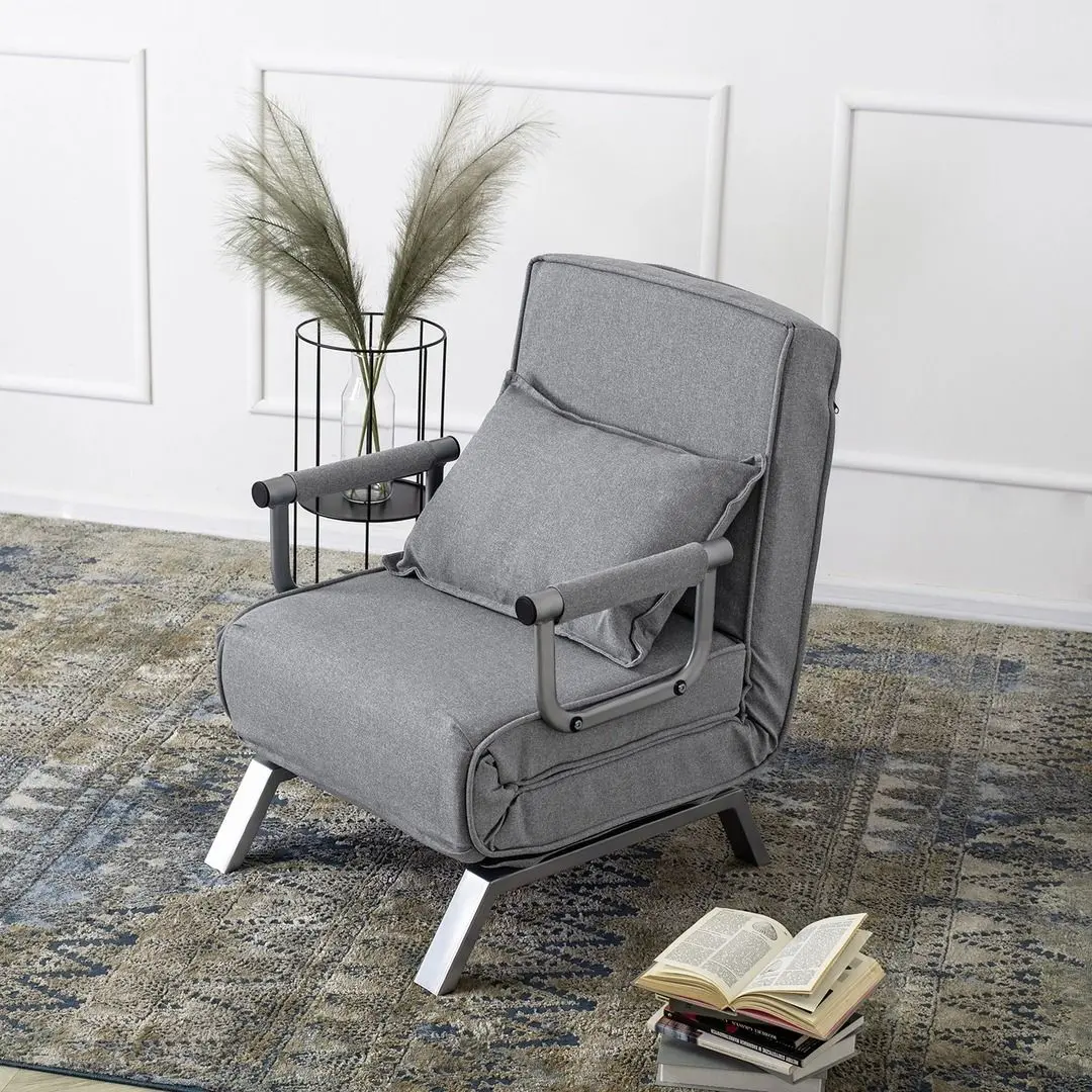 Fotoliu extensibil Mebel Elite Bart (Grey/Chrome)