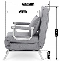 Fotoliu extensibil Mebel Elite Bart (Grey/Chrome) Thumb