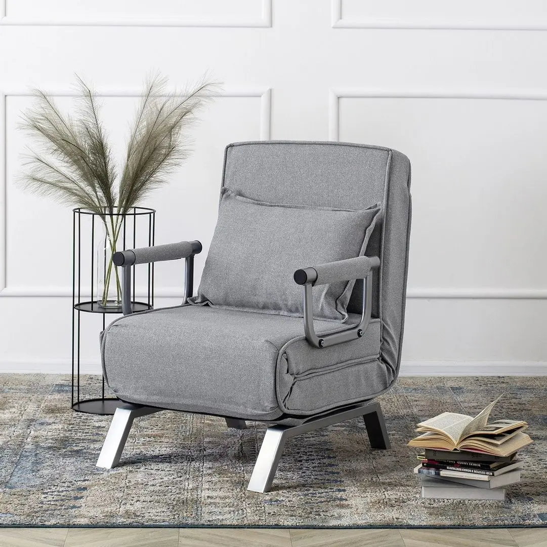 Fotoliu extensibil Mebel Elite Bart (Grey/Chrome)