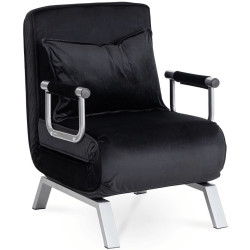 Fotoliu extensibil Mebel Elite Bart Velur (Black/Chrome) Thumb