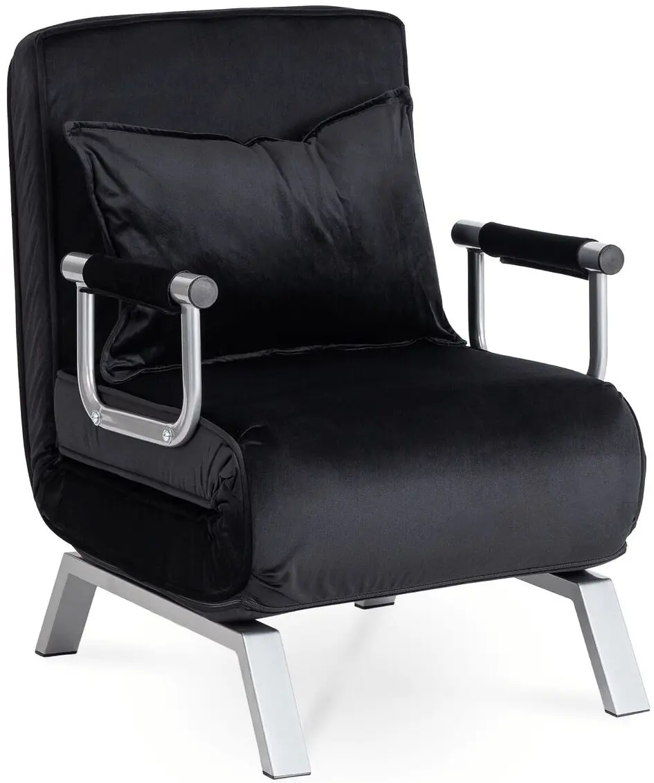 Fotoliu extensibil Mebel Elite Bart Velur (Black/Chrome)