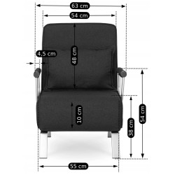 Fotoliu extensibil Mebel Elite Bart Velur (Black/Chrome) Thumb
