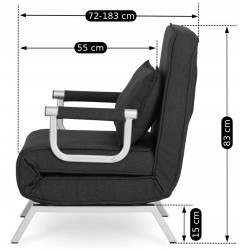 Fotoliu extensibil Mebel Elite Bart Velur (Black/Chrome) Thumb