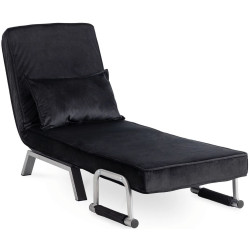 Fotoliu extensibil Mebel Elite Bart Velur (Black/Chrome) Thumb