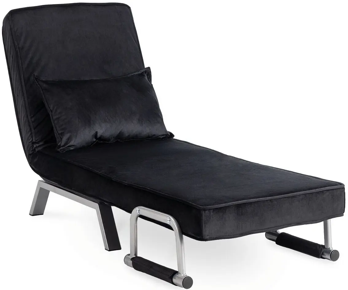 Fotoliu extensibil Mebel Elite Bart Velur (Black/Chrome)