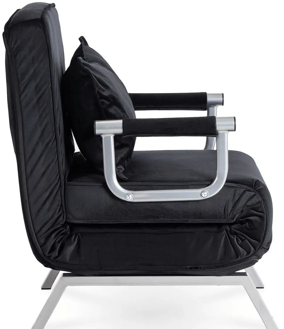 Fotoliu extensibil Mebel Elite Bart Velur (Black/Chrome)