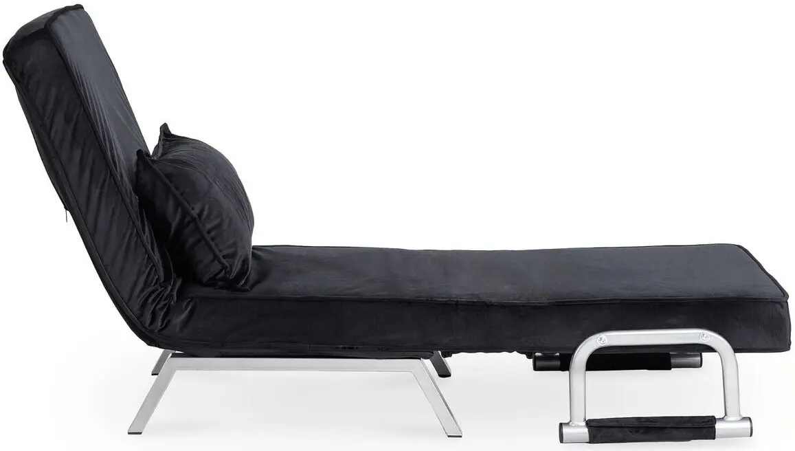 Fotoliu extensibil Mebel Elite Bart Velur (Black/Chrome)