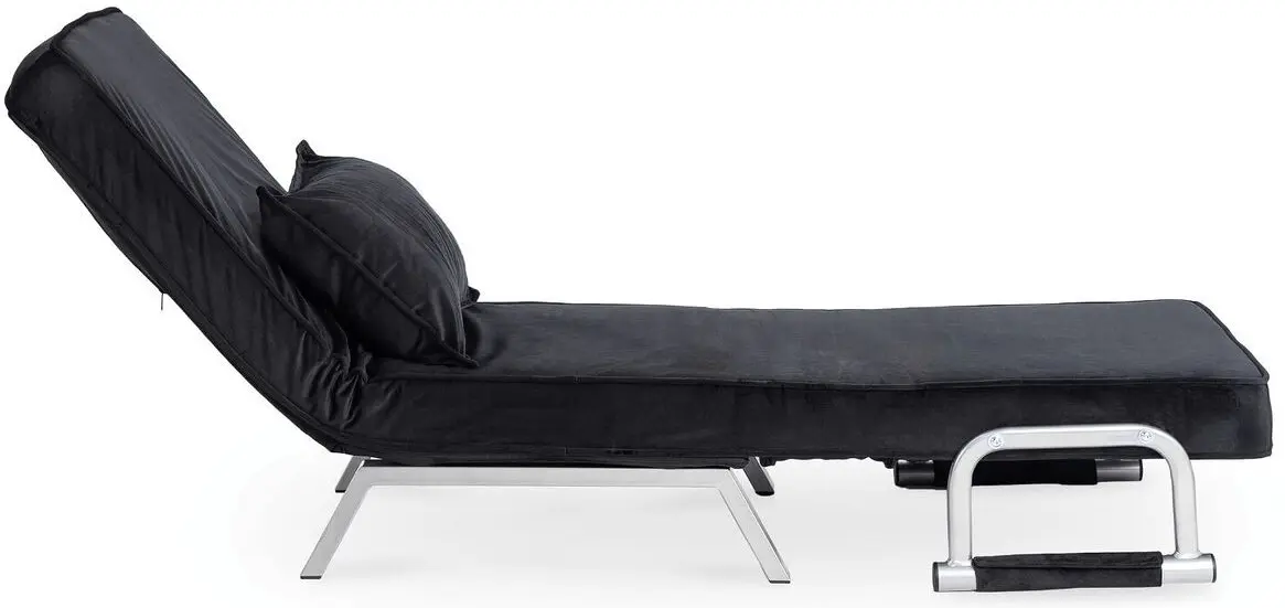 Fotoliu extensibil Mebel Elite Bart Velur (Black/Chrome)