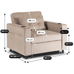 Fotoliu extensibil Mebel Elite Solor (Beige) Thumb