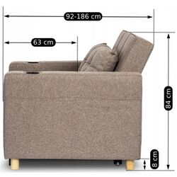 Fotoliu extensibil Mebel Elite Solor (Beige/Natural Oak) Thumb