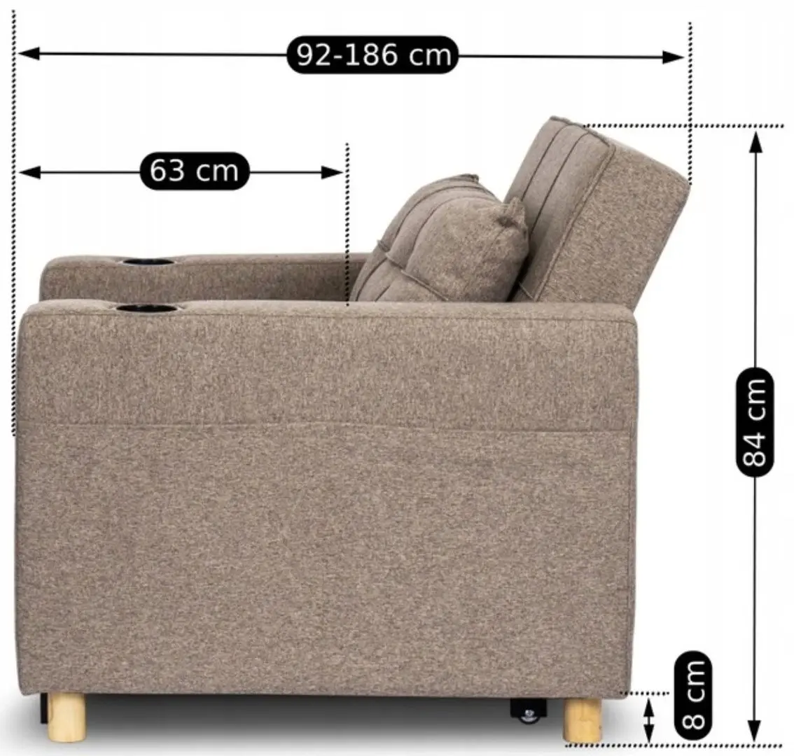 Fotoliu extensibil Mebel Elite Solor (Beige/Natural Oak)