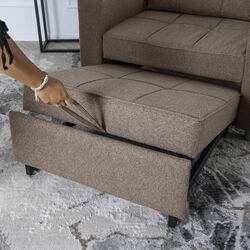 Fotoliu extensibil Mebel Elite Solor (Beige/Natural Oak) Thumb