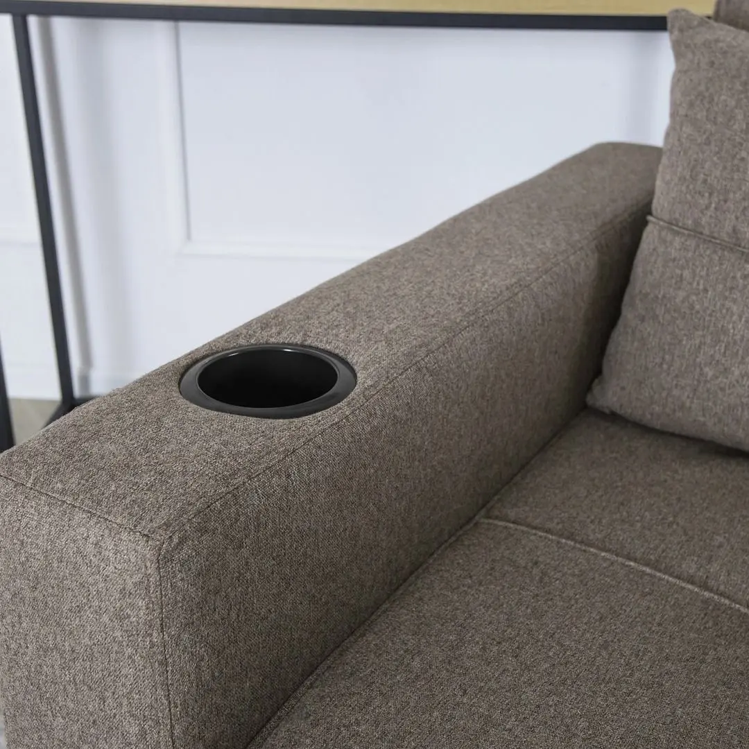 Fotoliu extensibil Mebel Elite Solor (Beige/Natural Oak)