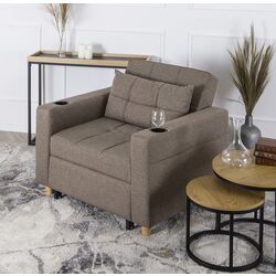 Fotoliu extensibil Mebel Elite Solor (Beige/Natural Oak)