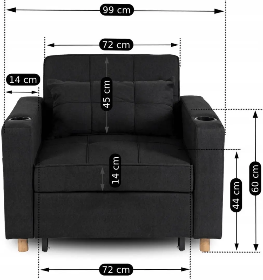 Кресло раскладное Mebel Elite Solor (Black/Natural Oak) - 3