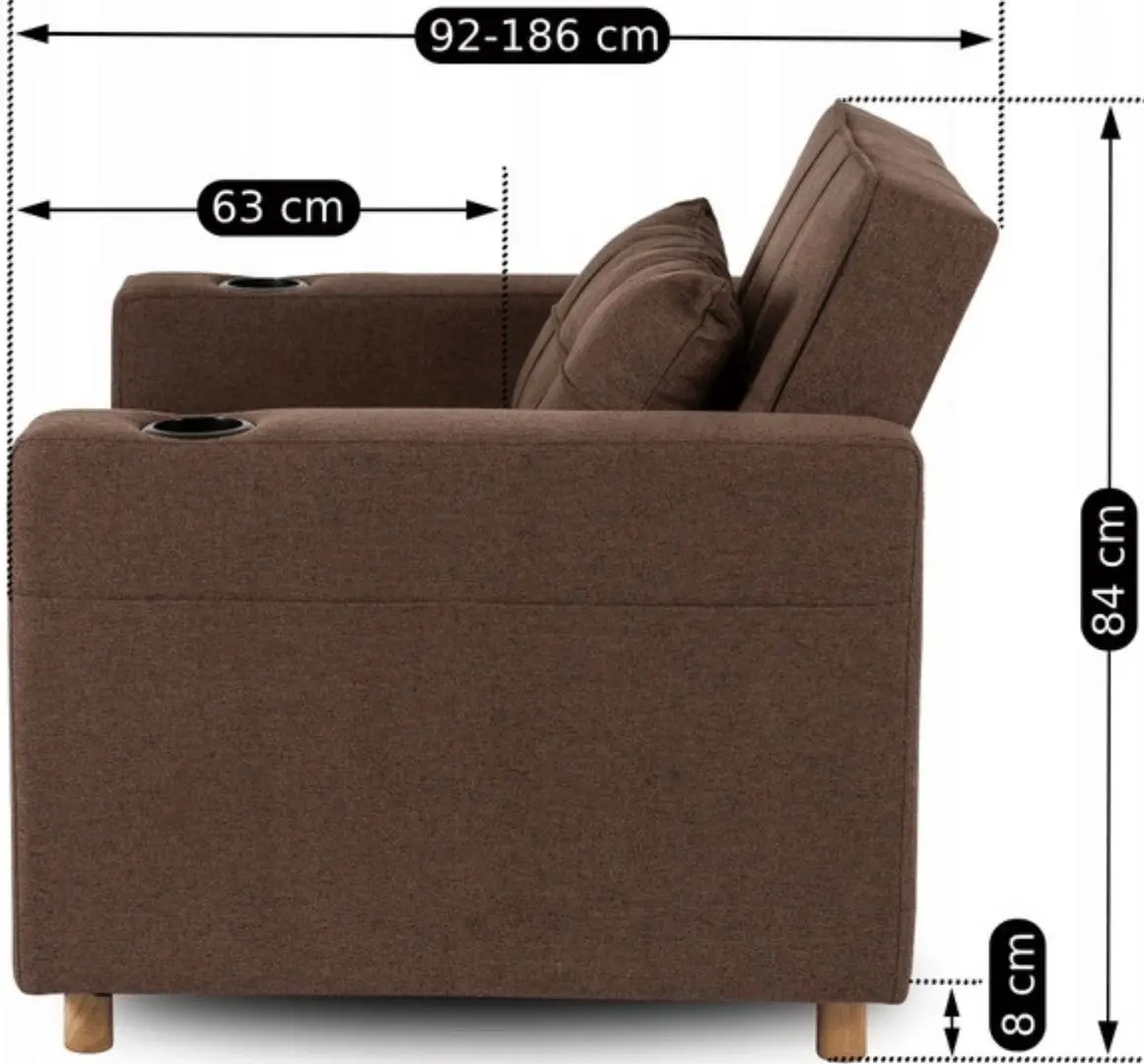 Fotoliu extensibil Mebel Elite Solor (Brown/Natural Oak)