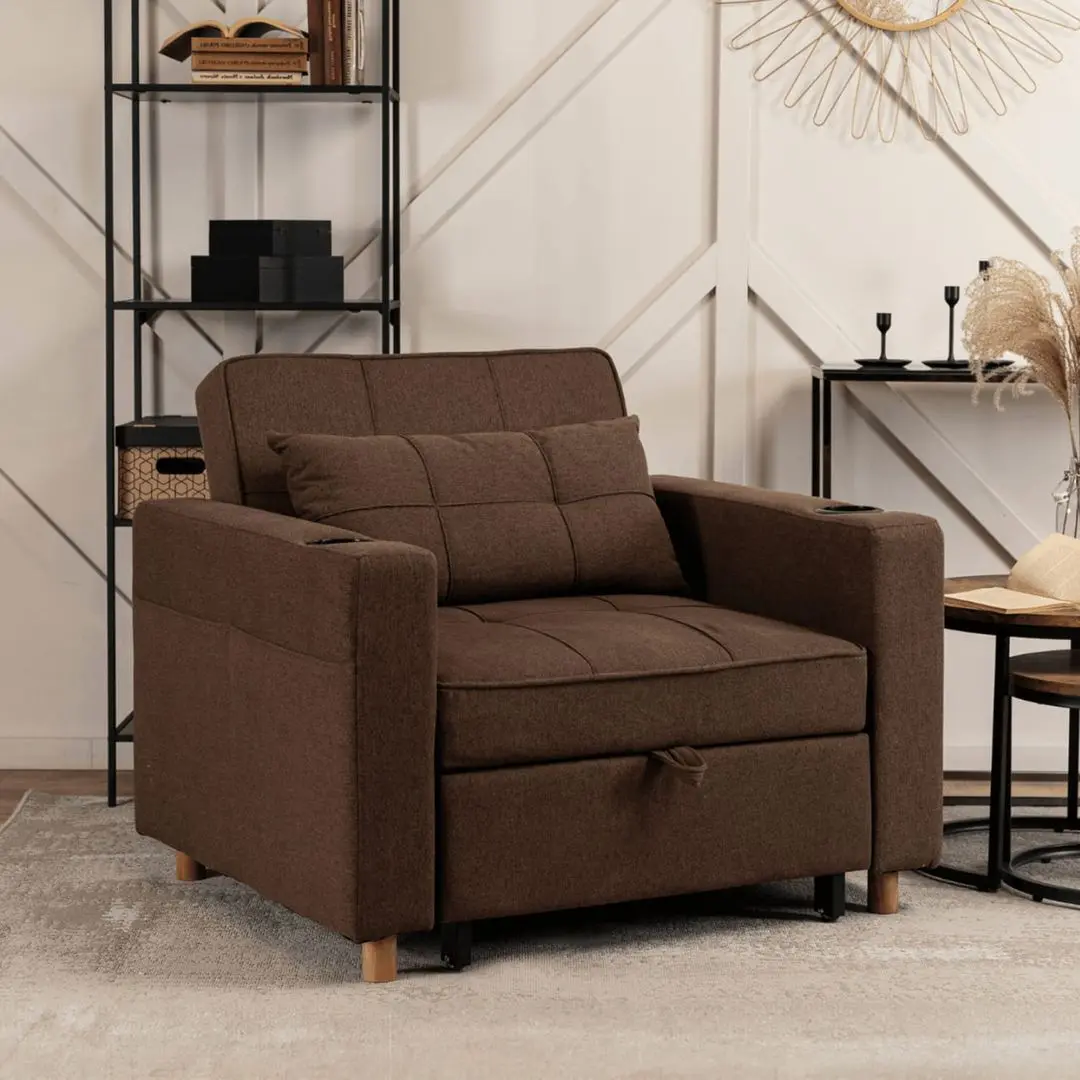 Fotoliu extensibil Mebel Elite Solor (Brown/Natural Oak)