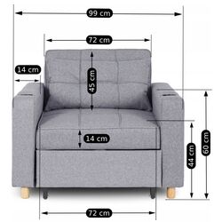 Fotoliu extensibil Mebel Elite Solor (Grey/Natural Oak) Thumb