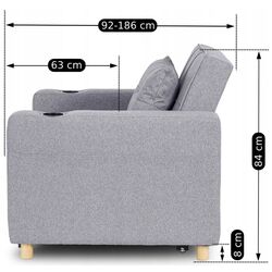 Fotoliu extensibil Mebel Elite Solor (Grey/Natural Oak) Thumb