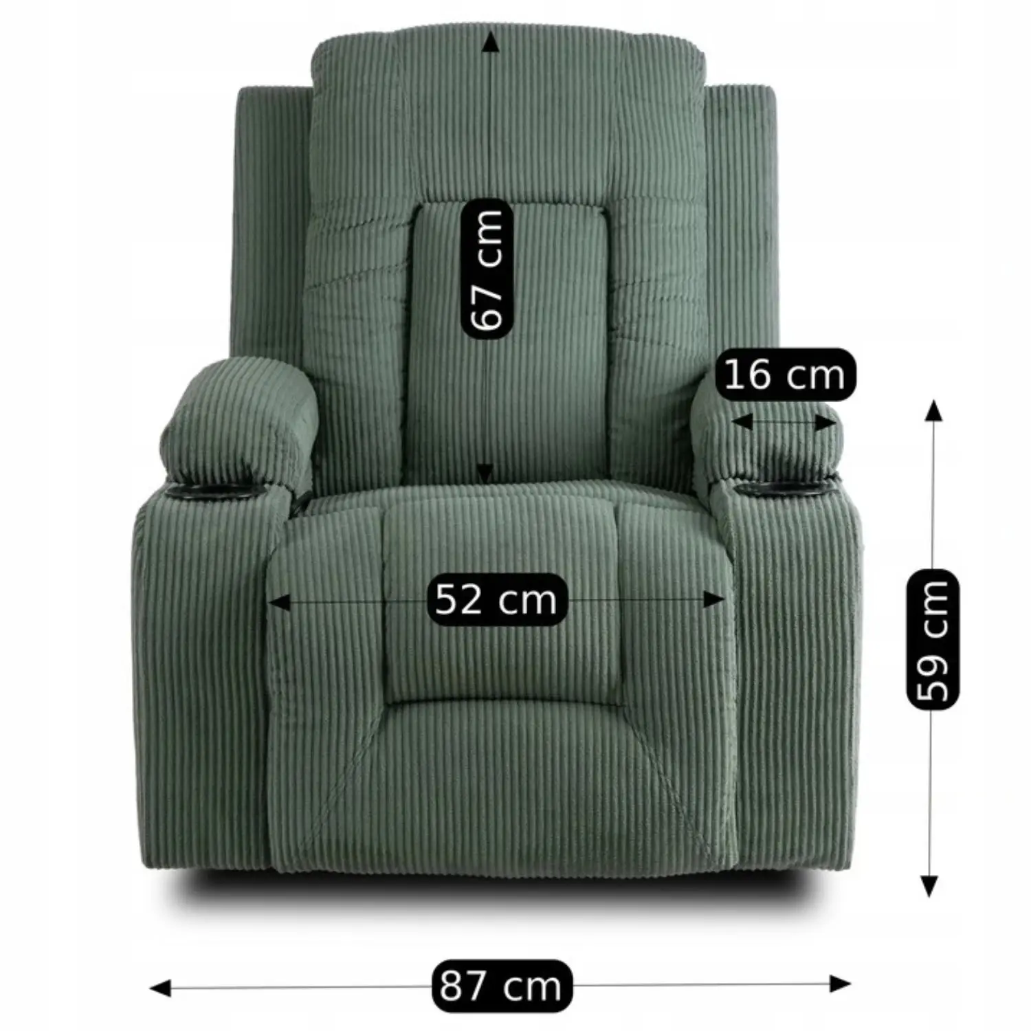 Fotoliu-recliner Mebel Elite BOX Corduroy (Green) - 12