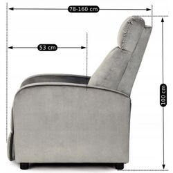 Fotoliu-recliner Mebel Elite Danny Velvet (Grey) Thumb