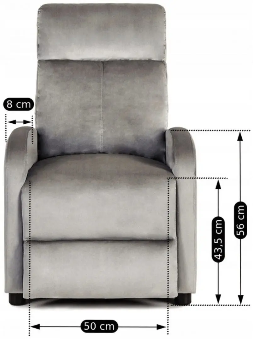 Fotoliu-recliner Mebel Elite Danny Velvet (Grey)