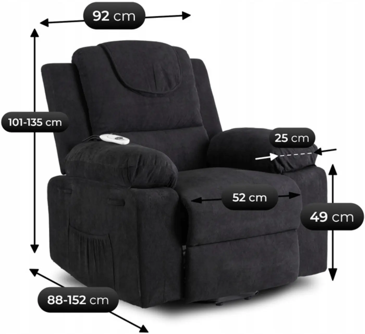 Fotoliu-recliner Mebel Elite Fenix (Black) - 13