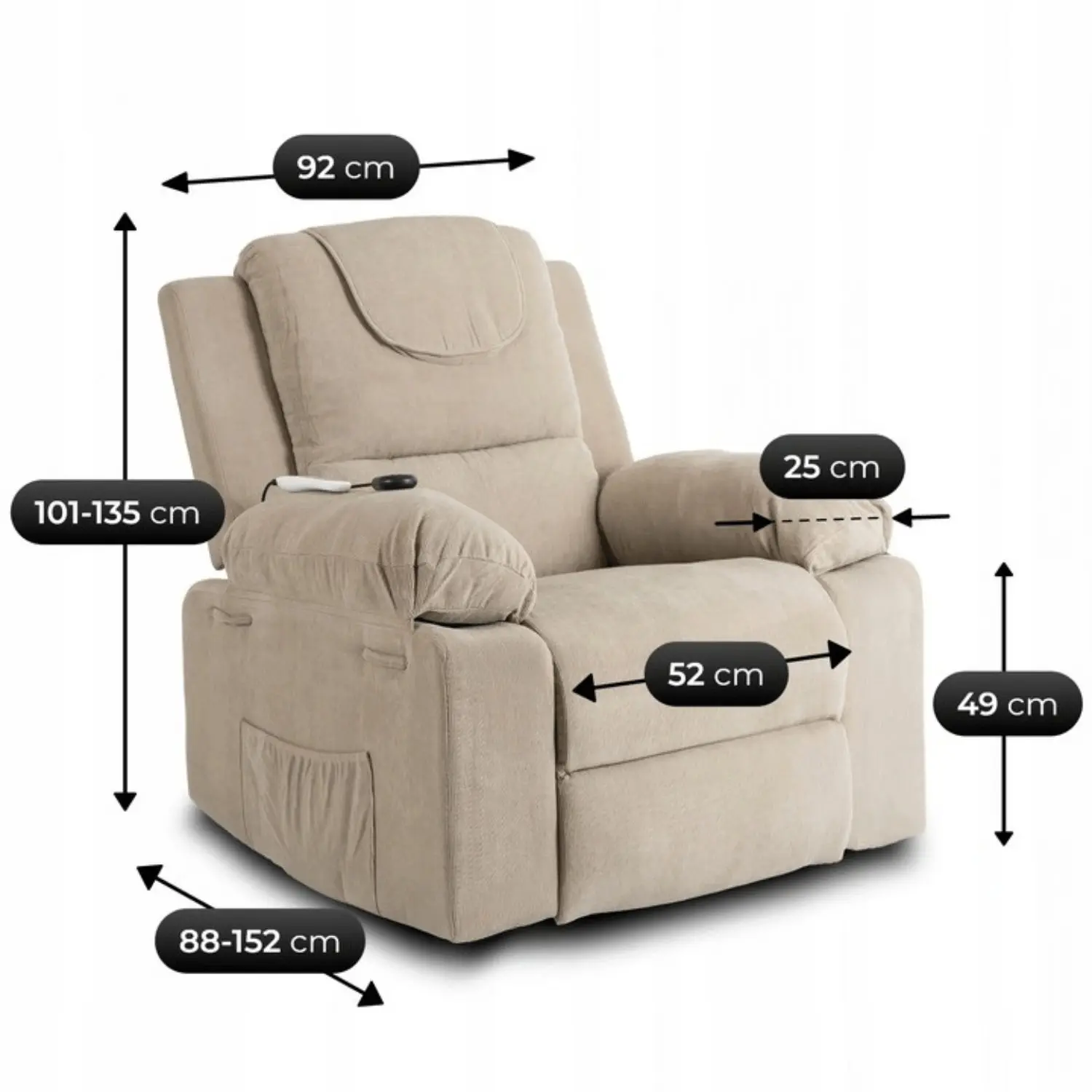 Fotoliu-recliner Mebel Elite Fenix Corduroy (Beige) - 13