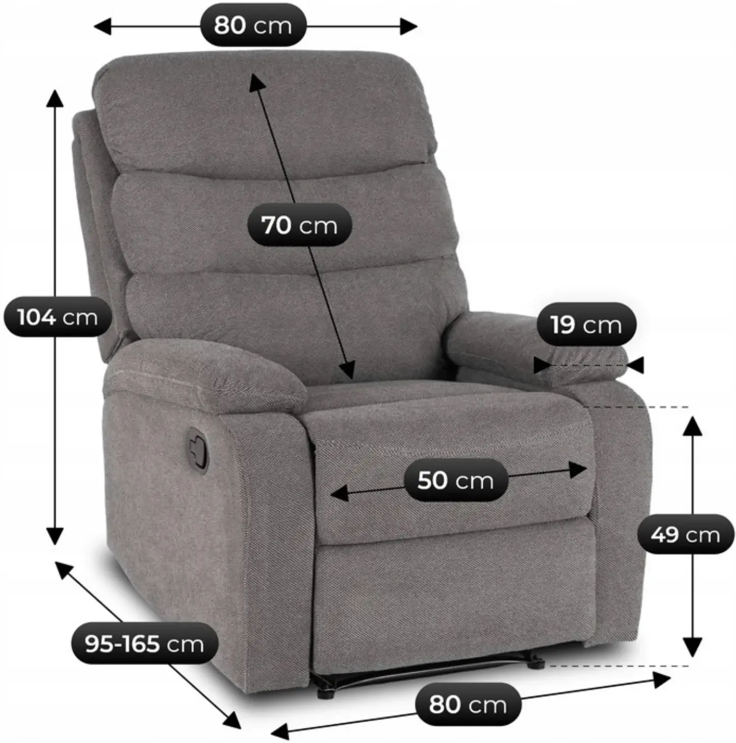 Fotoliu-recliner Mebel Elite Kobe (Grey) - 9