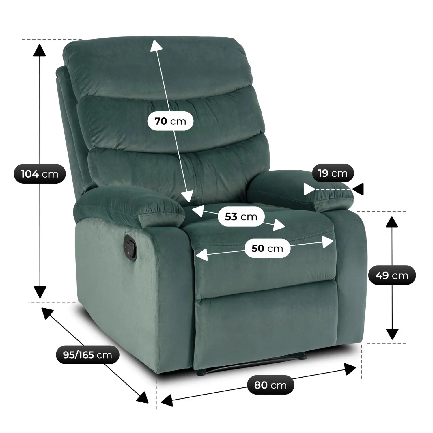 Кресло-реклайнер Mebel Elite Kobe Velour (Green) - 10