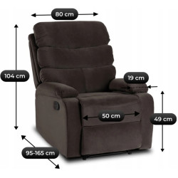 Fotoliu-recliner Mebel Elite Kobe Velur (Brown) Thumb