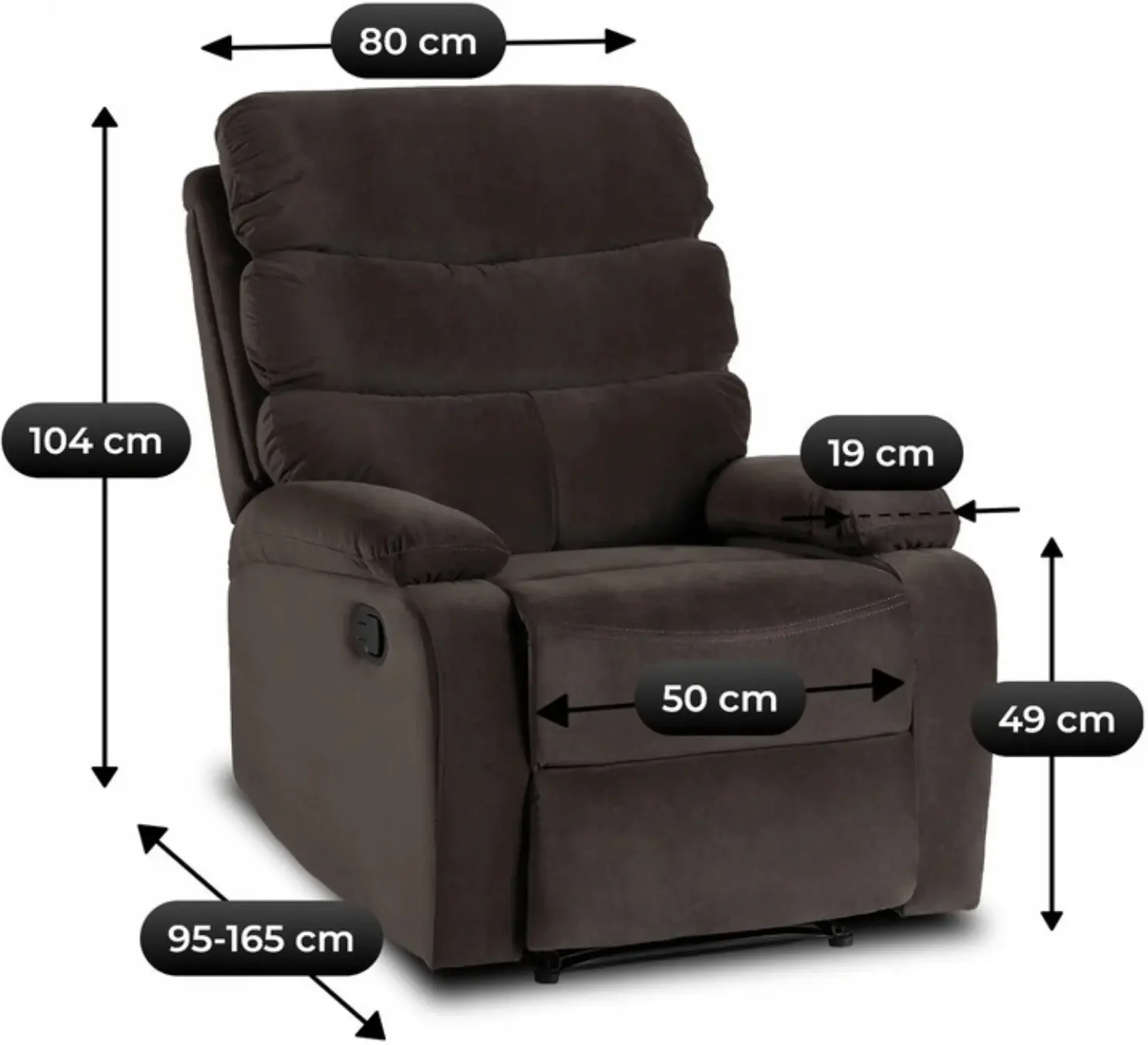 Fotoliu-recliner Mebel Elite Kobe Velur (Brown) - 9