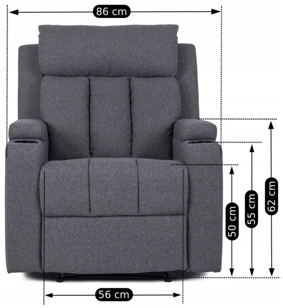 Кресло-реклайнер Mebel Elite Kobi 2 (Dark Grey) - 2