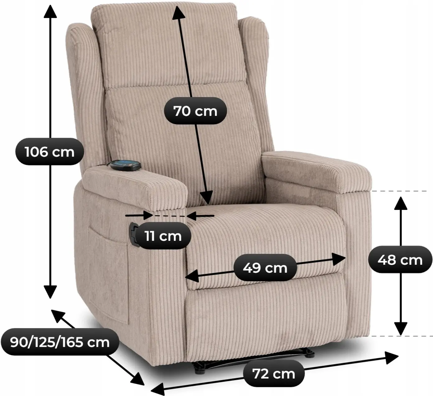 Fotoliu-recliner Mebel Elite Sebastian (Beige) - 9