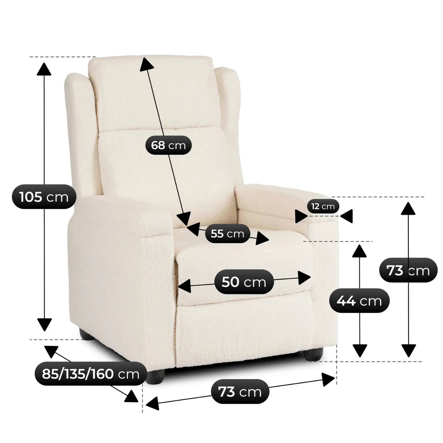 Кресло-реклайнер Mebel Elite Spencer Boucle (Cream) - 9