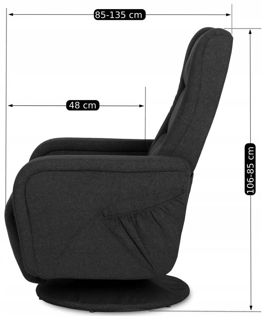 Fotoliu-recliner Mebel Elite Spike 2 (Black) - 3