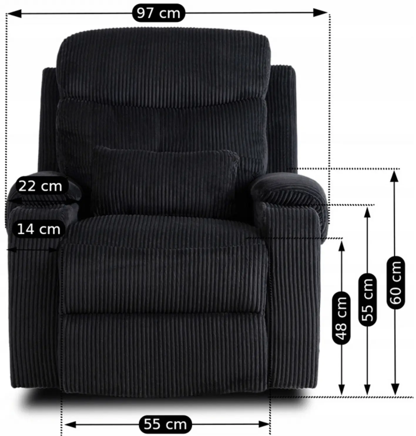 Fotoliu-recliner Mebel Elite Torres (Black) - 12