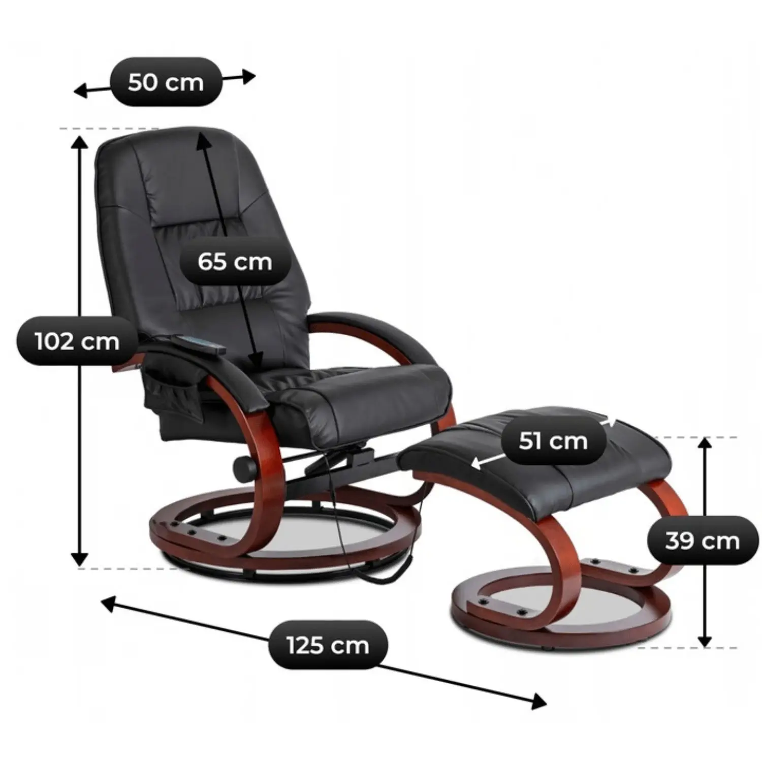 Кресло с оттоманкой Mebel Elite Cano ECO (Black) - 13