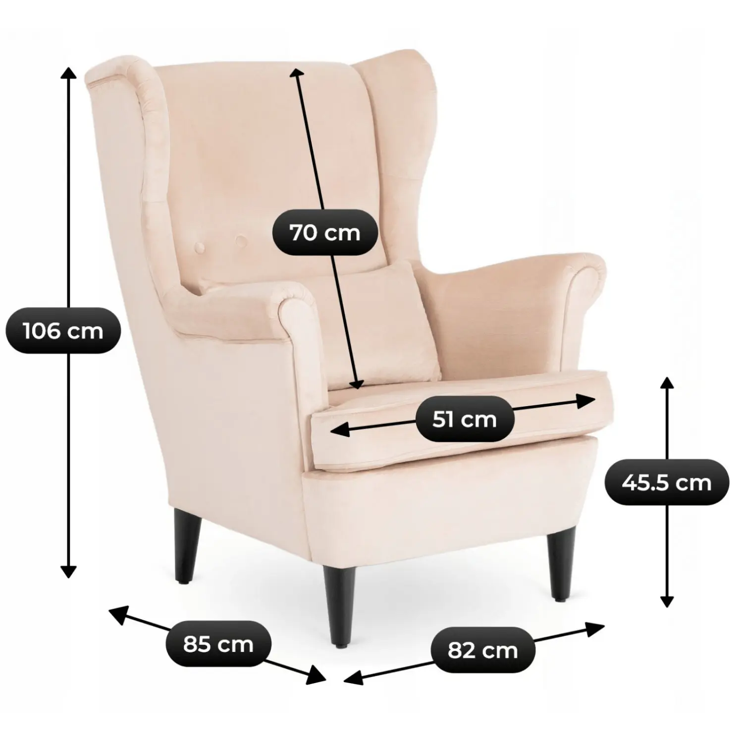 Кресло с оттоманкой Mebel Elite Evan 2 Velour (Beige) - 5