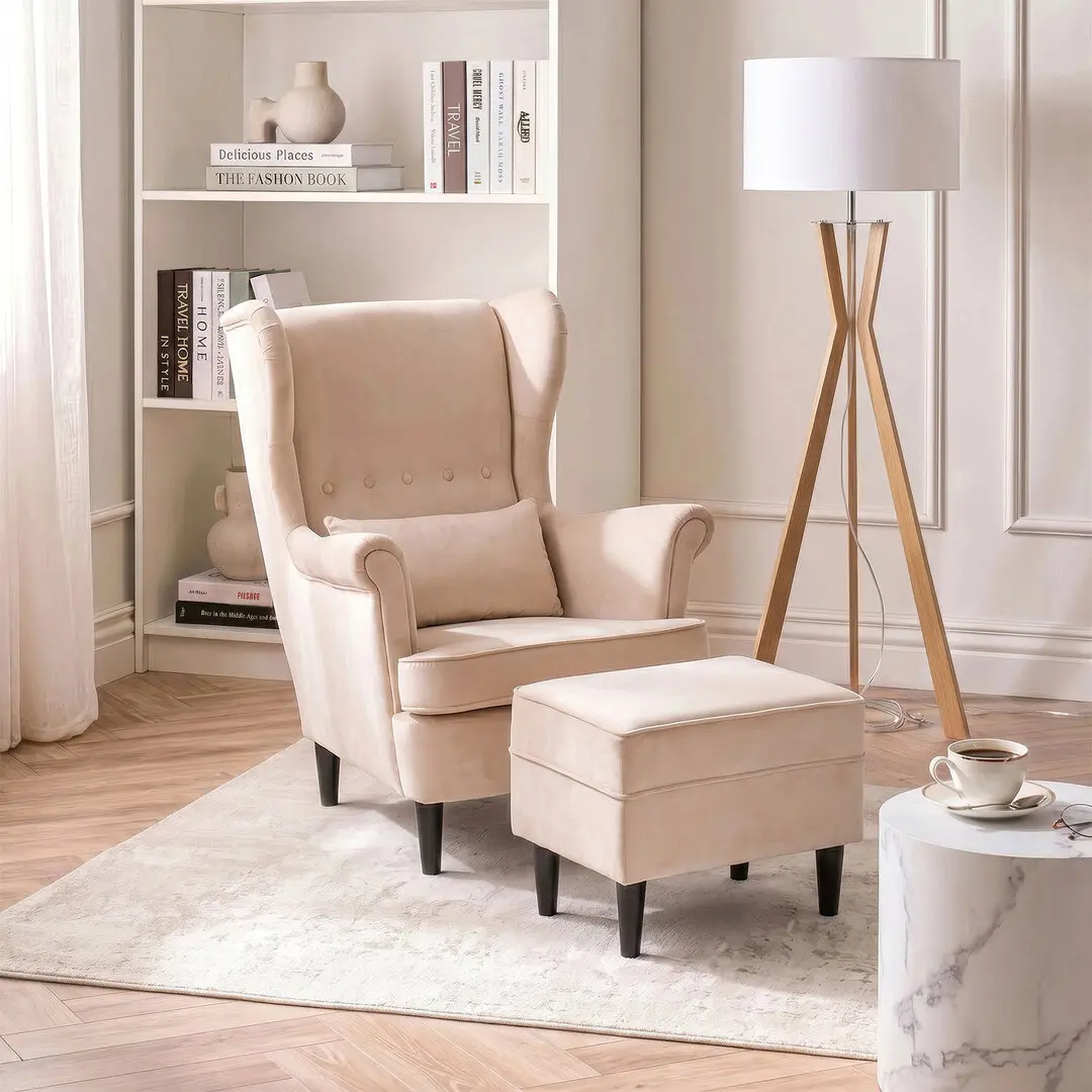 Кресло с оттоманкой Mebel Elite Evan 2 Velour (Beige)