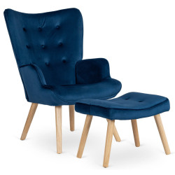 Кресло с оттоманкой Mebel Elite Lozano Velour (Blue) Thumb