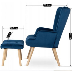 Кресло с оттоманкой Mebel Elite Lozano Velour (Blue) Thumb