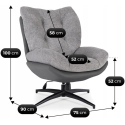 Кресло с подставкой для ног Mebel Elite Fremont 2 (Grey/Black) Thumb