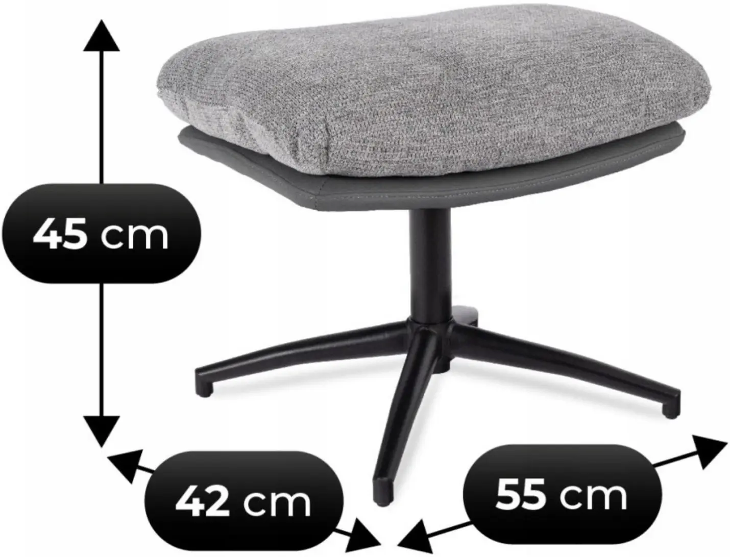 Кресло с подставкой для ног Mebel Elite Fremont 2 (Grey/Black) - 6